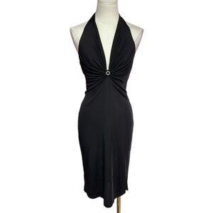 VTG Forever 21 Black Halter Dress With Rhinestone Detail S